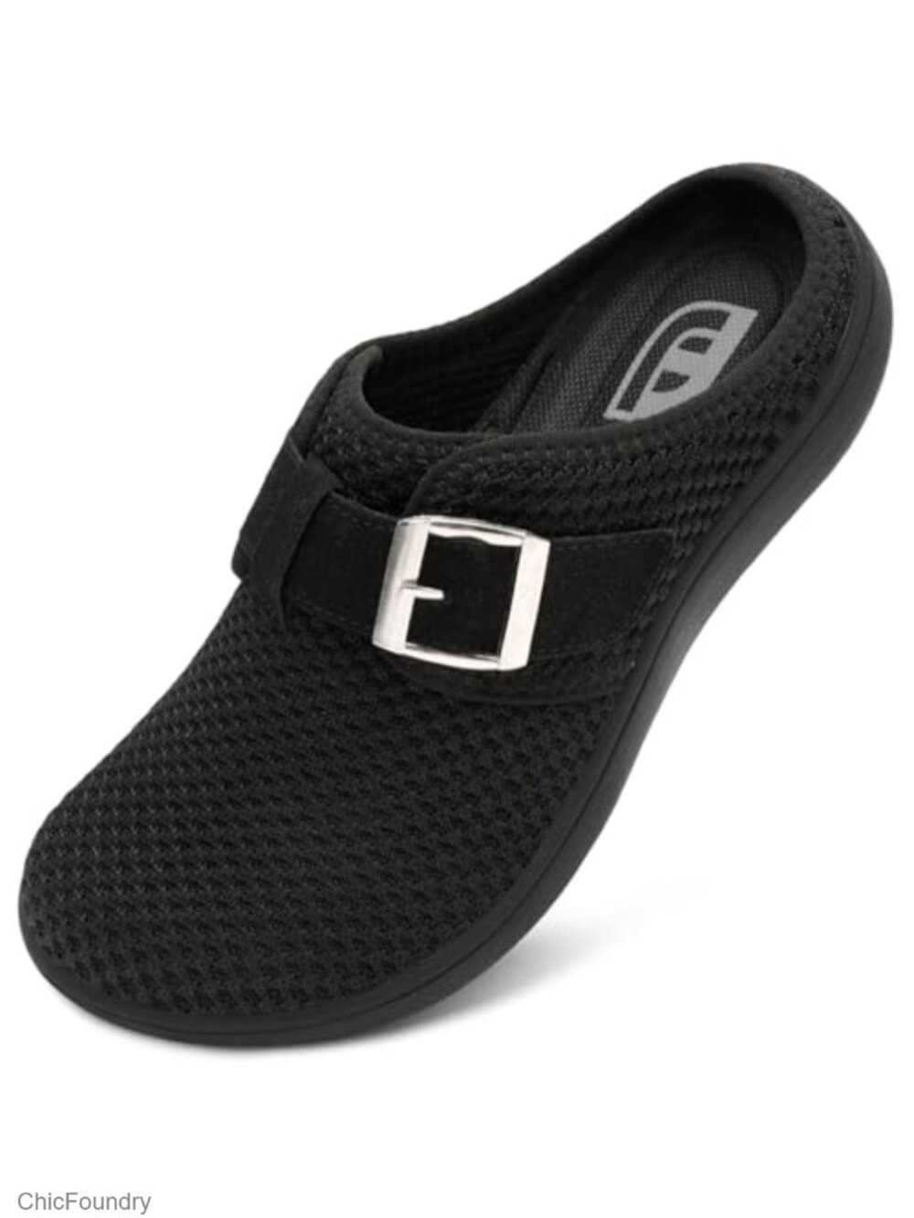 Womens Wide Diabetic Mules Slip On Adjustable Knit Mesh Slippers